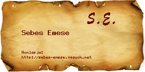 Sebes Emese névjegykártya